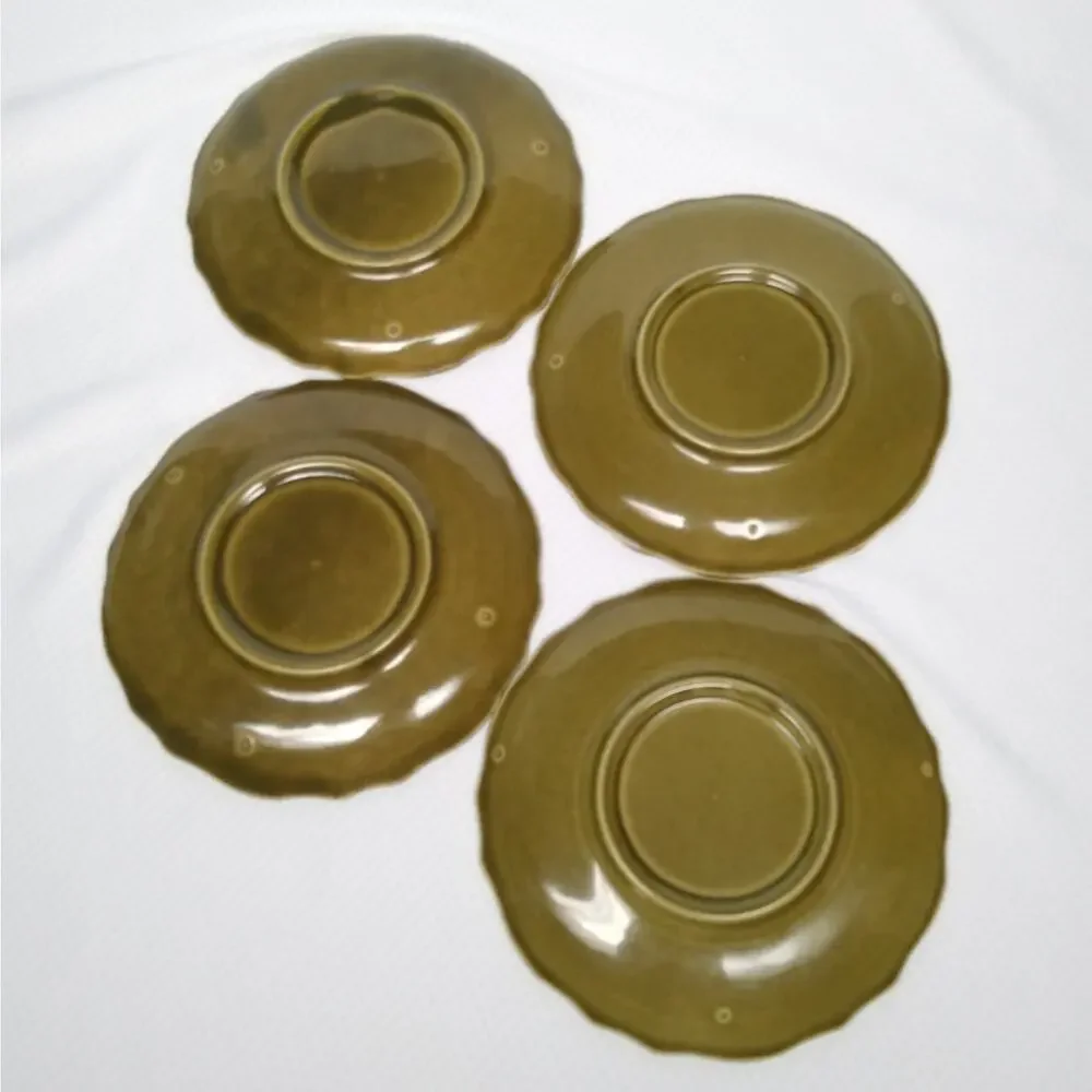 Canonsburg Regency Green Saucers Set of 4 Vintage Ironstone Olive Plates